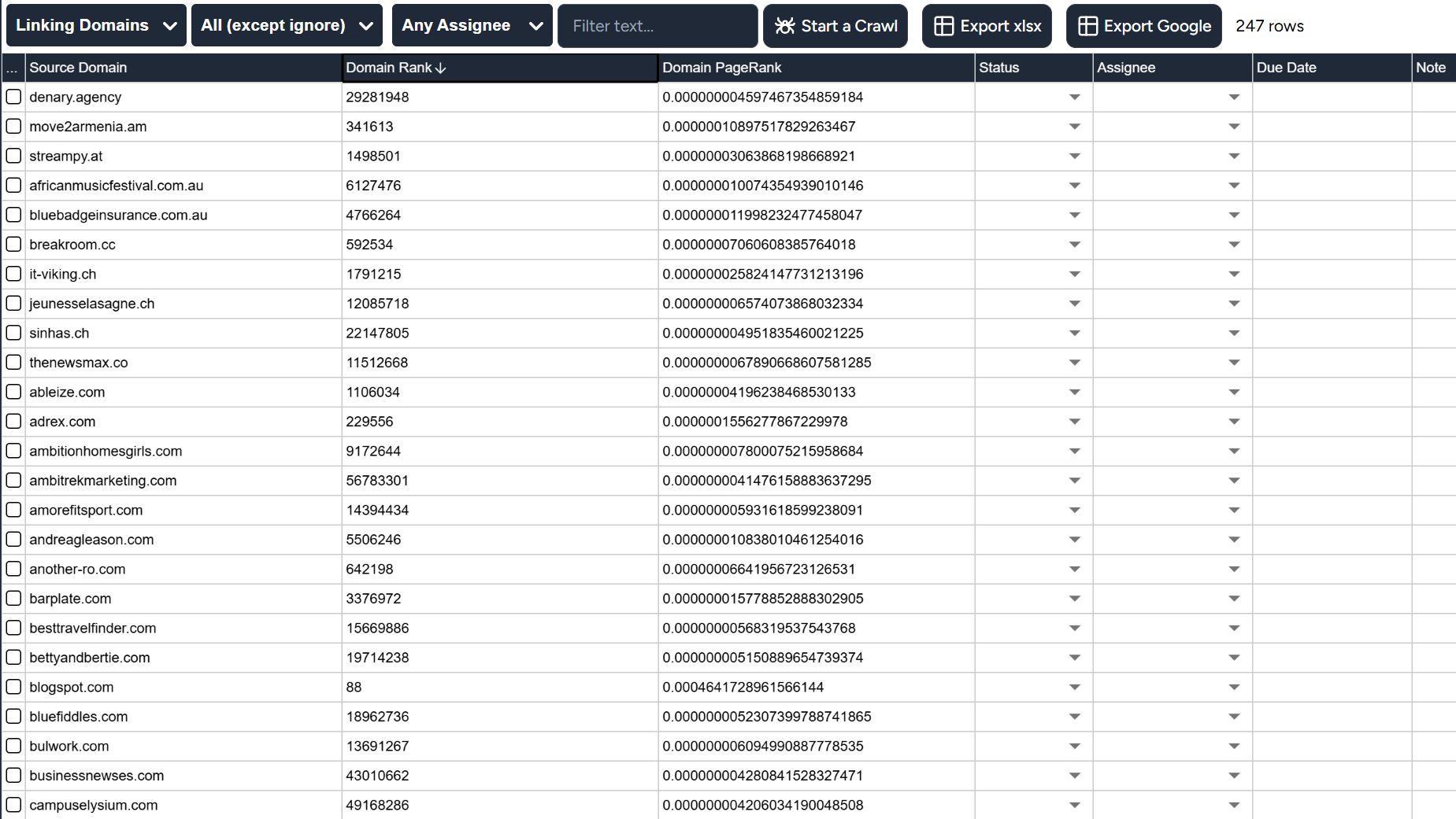 Linking domains report